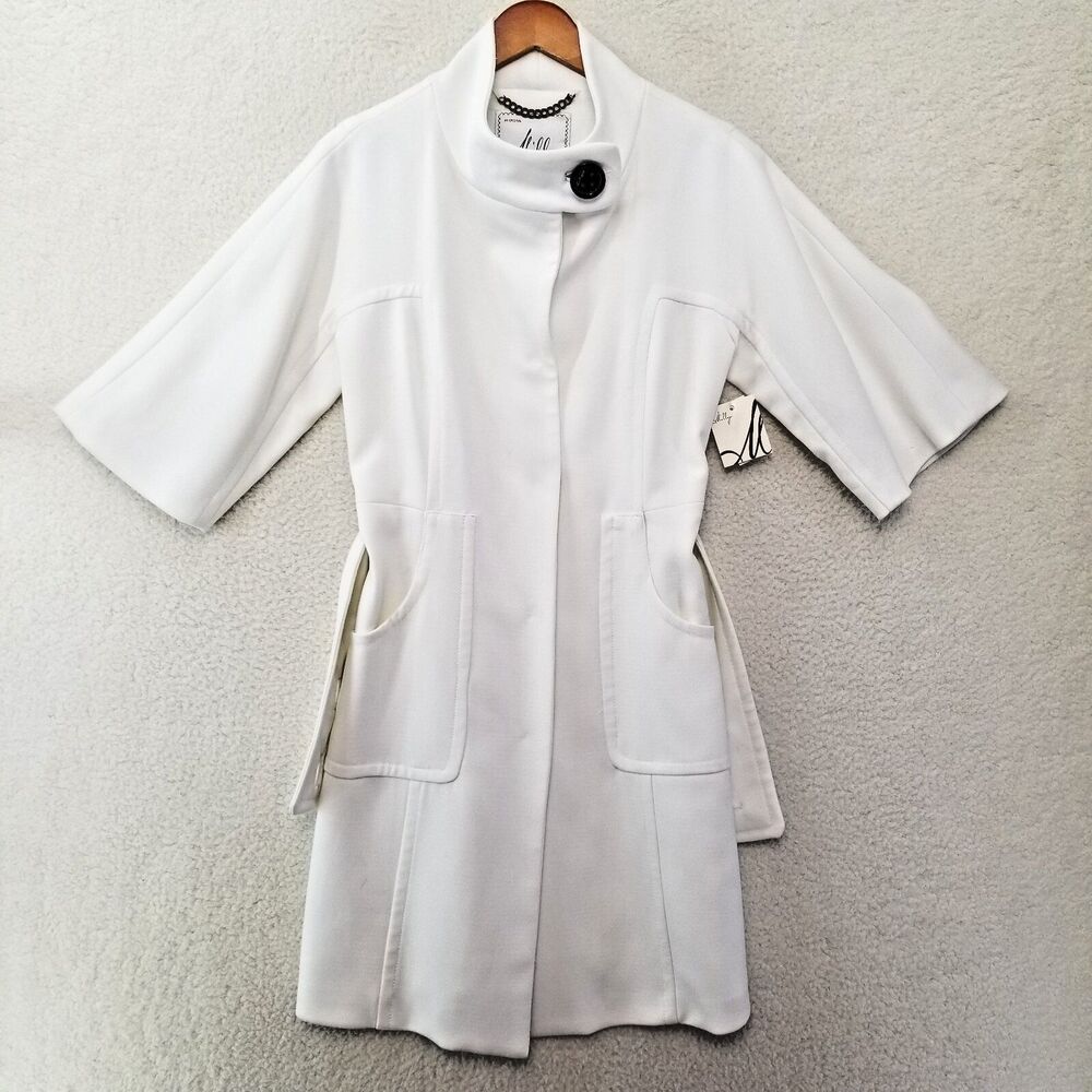NWT Milly of New York Original 6‎ White 3/4 Sleeve Button Down Jacket Silk Liner